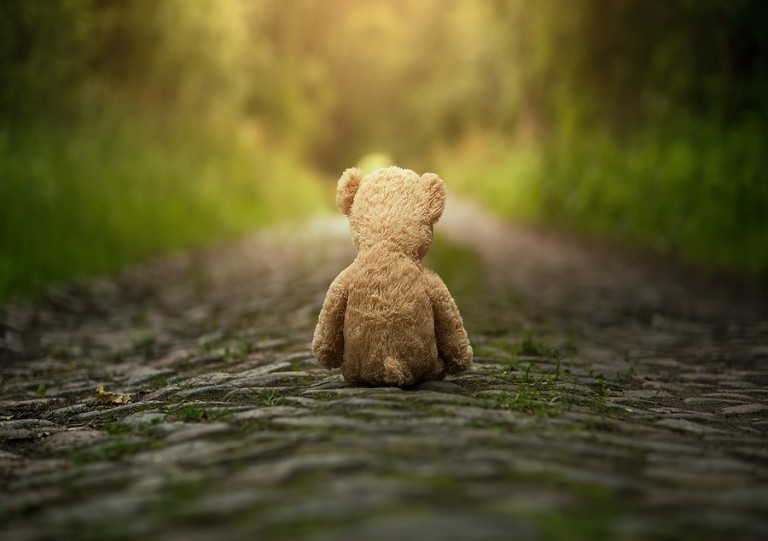 Lonely-Teddy-Bear-On-The-Road